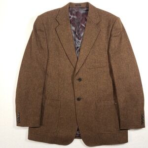 Express Blazer Mens 42R Brown 100% Wool Textured Two Button Sport Coat Jacket
